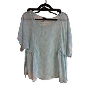 Torrid Womens Light Blue Feather Print Summer Blouse Size 00